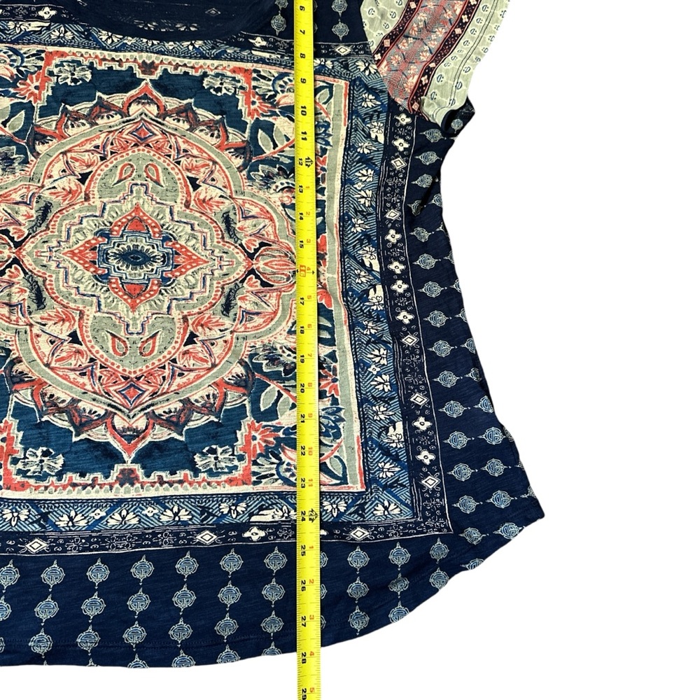 *lucky brand tunic top women’s 1X blue short sleeve boho eccentric - Picture 4 of 10
